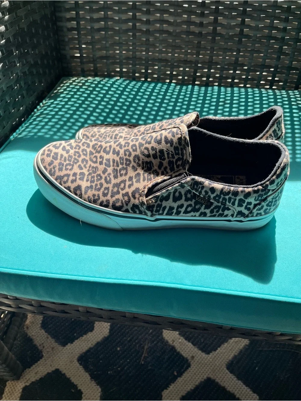 Vans Leopard Print Slip-On Flats - Tan & Black - Picture 2 of 7